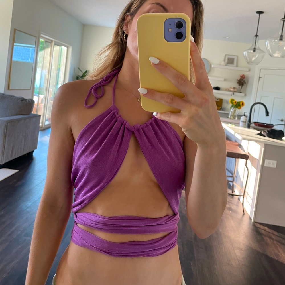 Purple White Fox tie top
